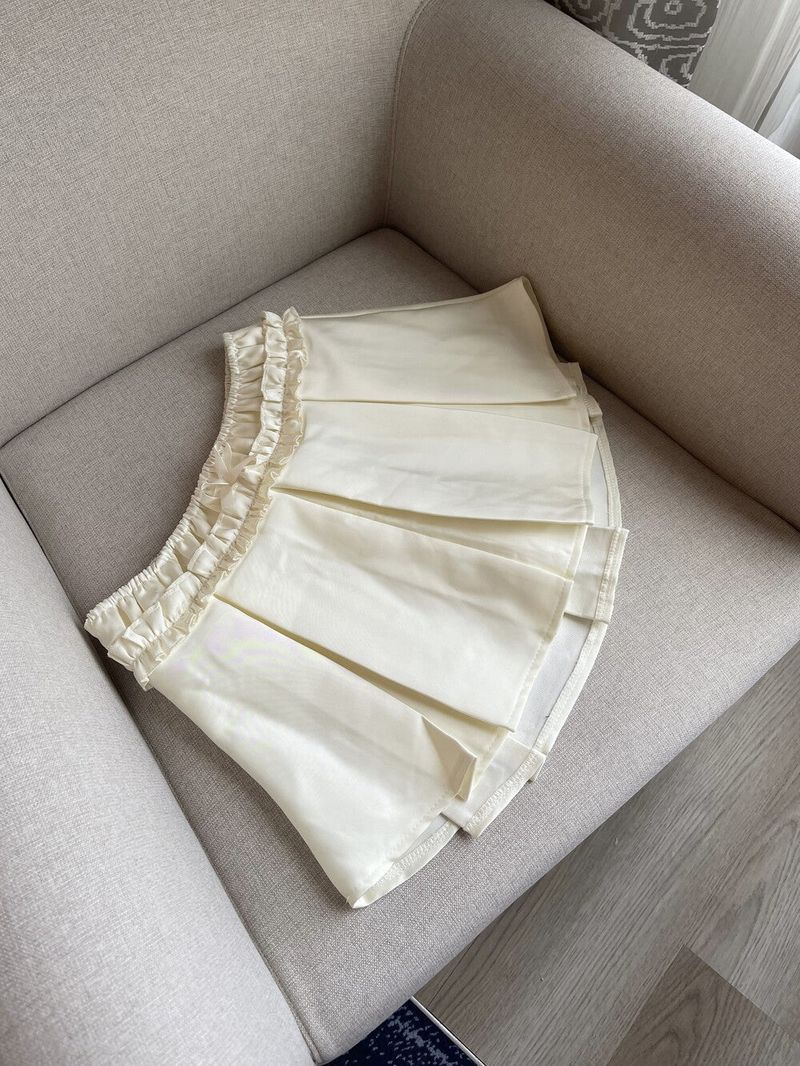  Banding point satin pleats mini sk (2color)