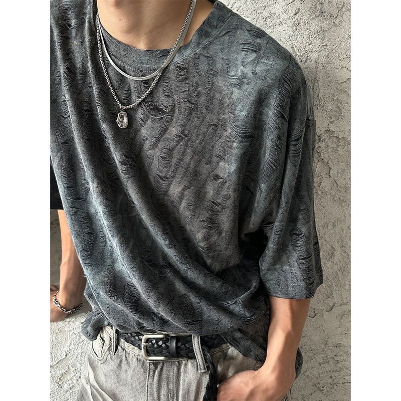 [S/S] Tie dye damage half sleeveles (2color)