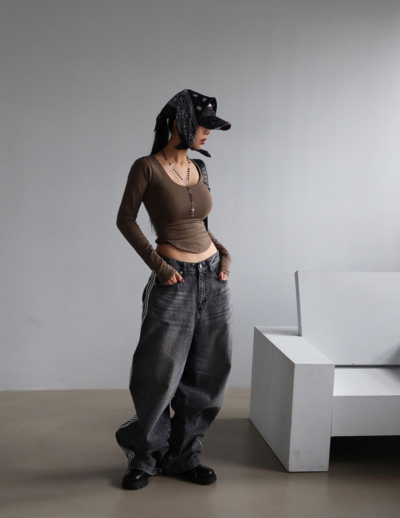 [UNISEX] Five track wide jeans