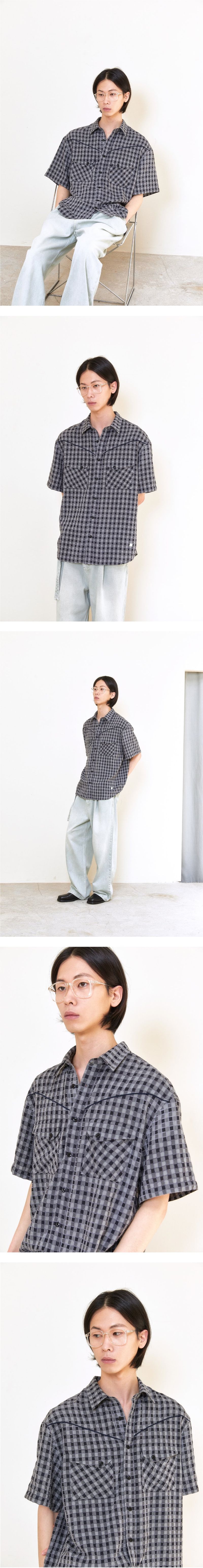 ALARM LINE WESTERN SHIRT GRAY_MAN