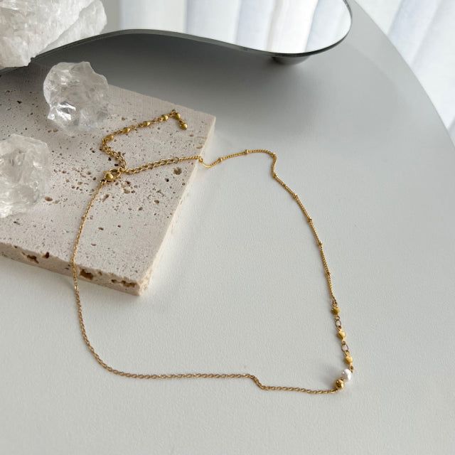 go Innocent pearl heart two-way y guest look necklace(Gold color)