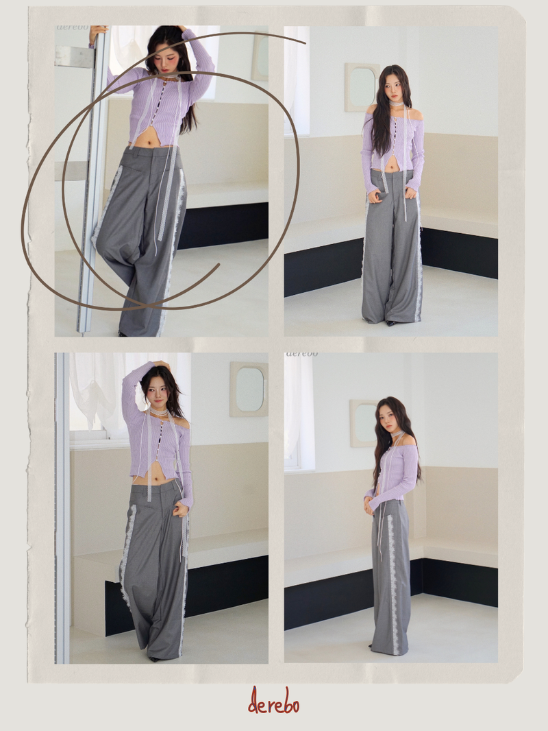 side lace wide slacks