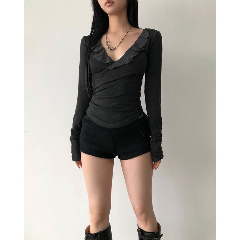 Bai V-neck Frill T