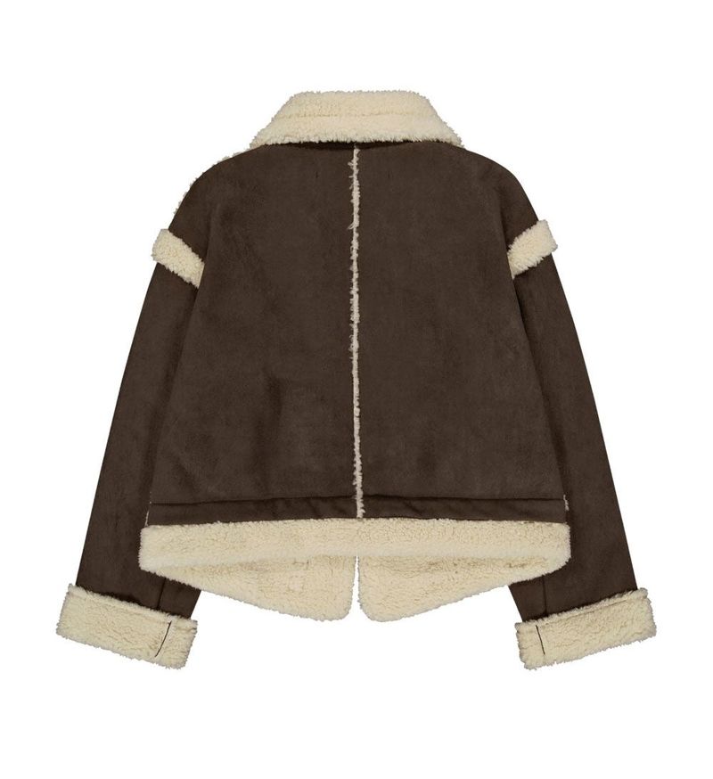 Detachable Fur Shearling Jacket / Stone Brown