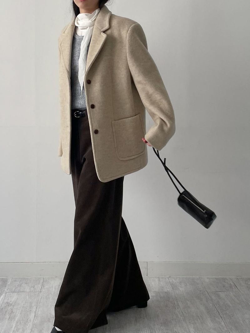 [wool90%] Heavy Wool Overfit Single Jacket