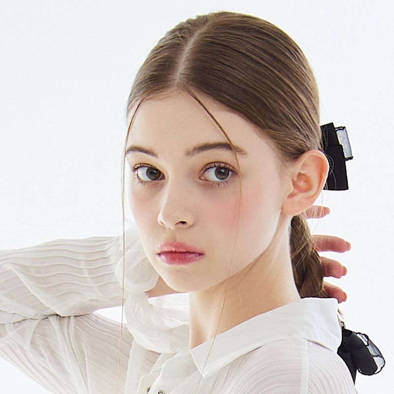 ダブルレースミッドリボンヘアクリップ