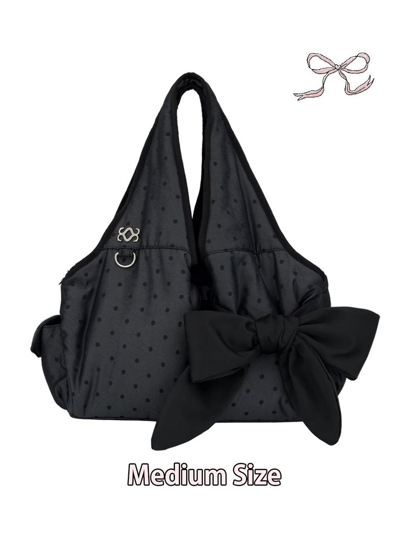 [Medium] Bow Shoulder Bag (Dot Black)