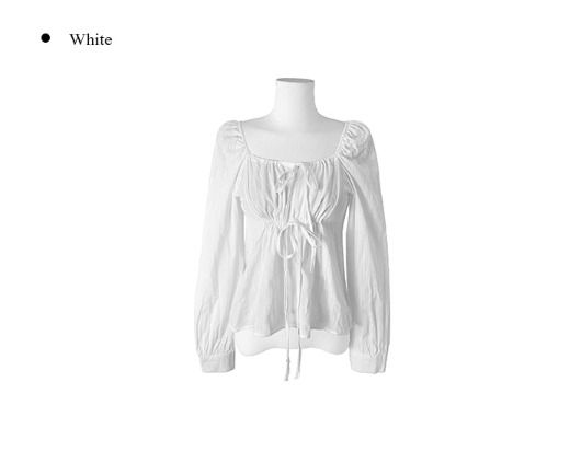 Murun Ribbon Strap Shirring Long Sleeve Blouse