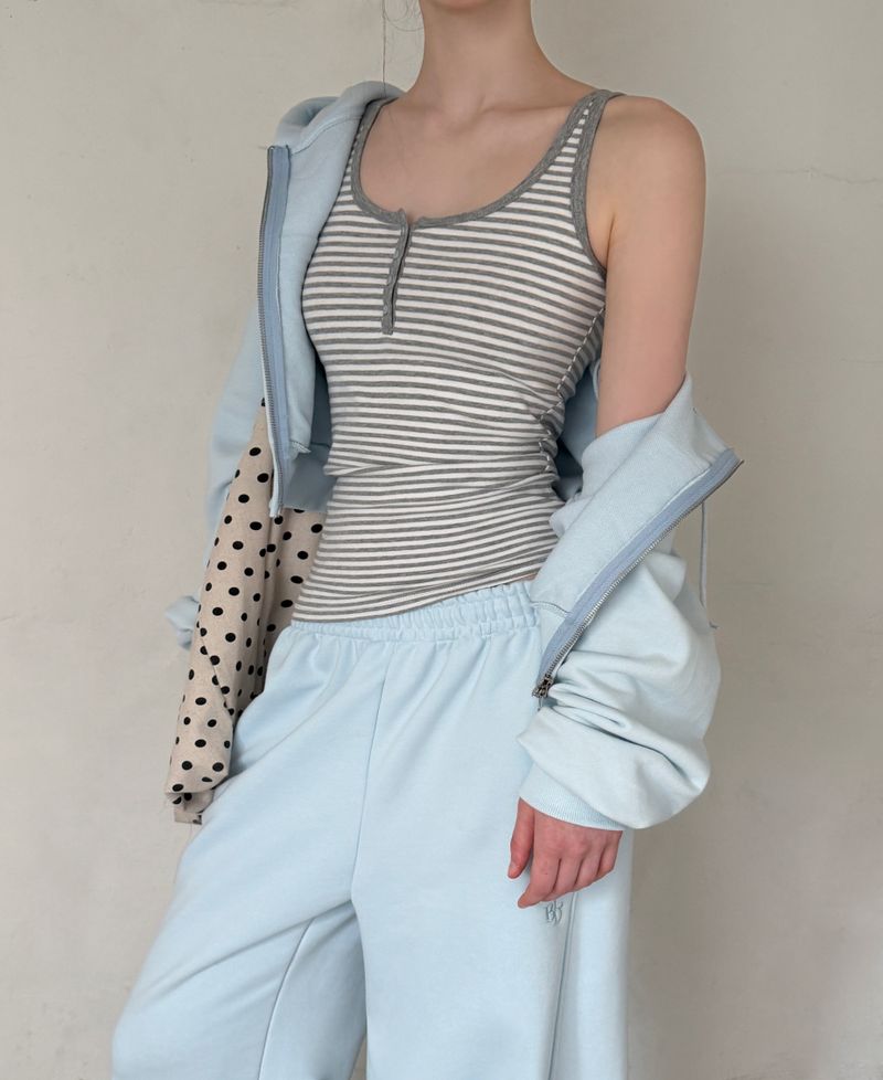 [ORIGINAL] Bat Henley neck Striped Layered Sleeveless