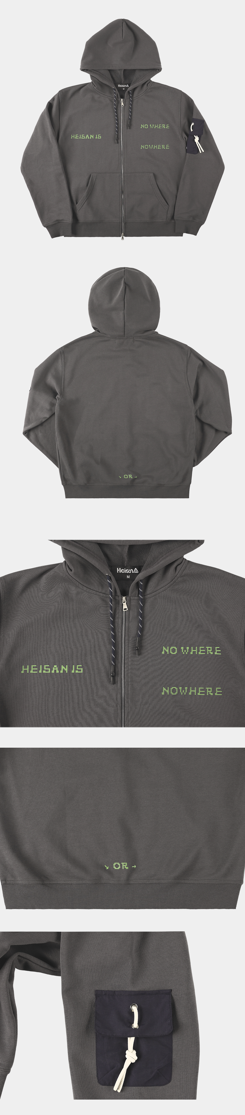 Nowhere Sweat Hood Zip-Up Charcoal