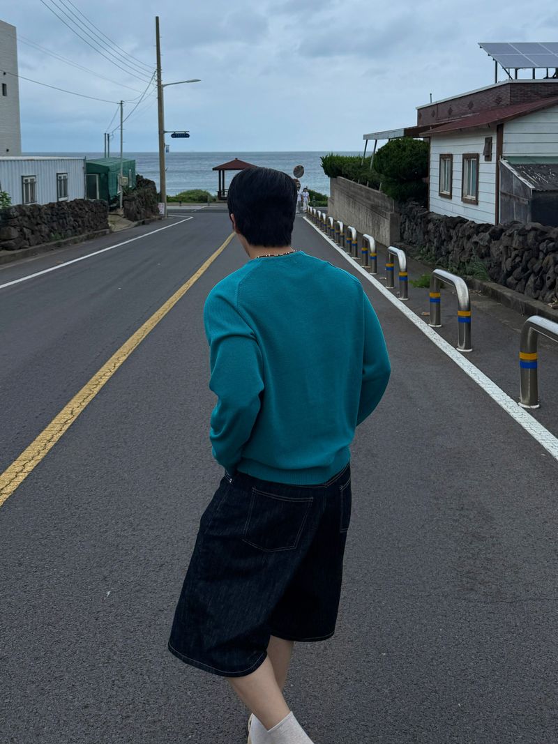 Indigo embo bermuda pants