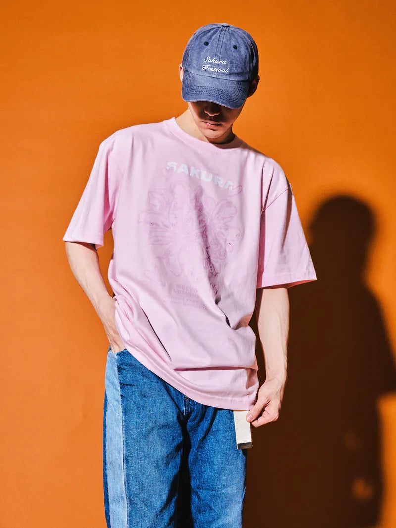 WREVOLUTIONX by WooLeeX（レボリューションエックス バイ ウーリーエックス）の「Sakura Floral Lines T-Shirt (Pink)（Tops）」