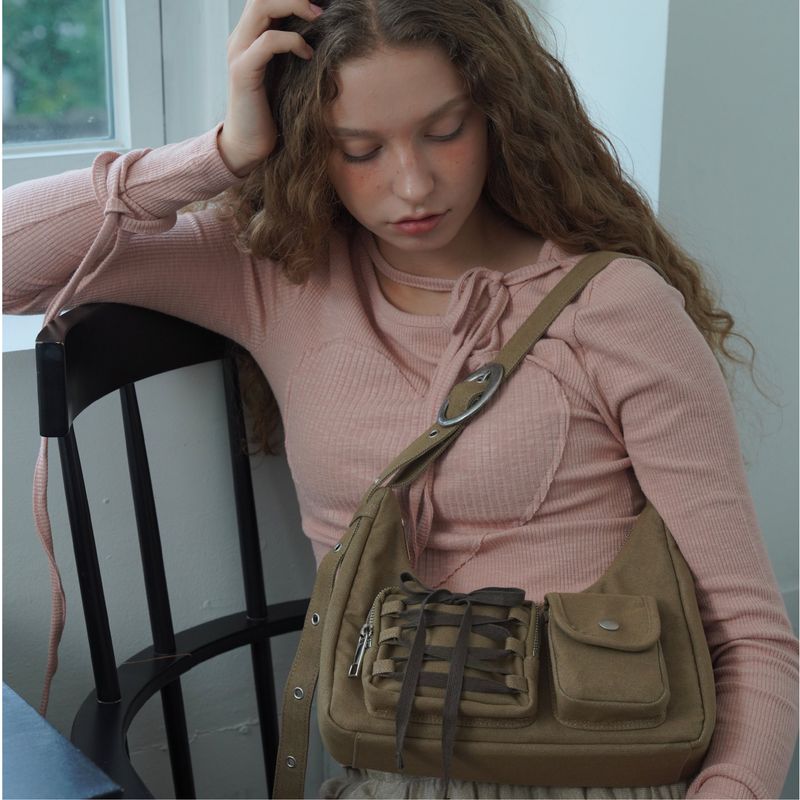 Ribbon hobo bag_brown