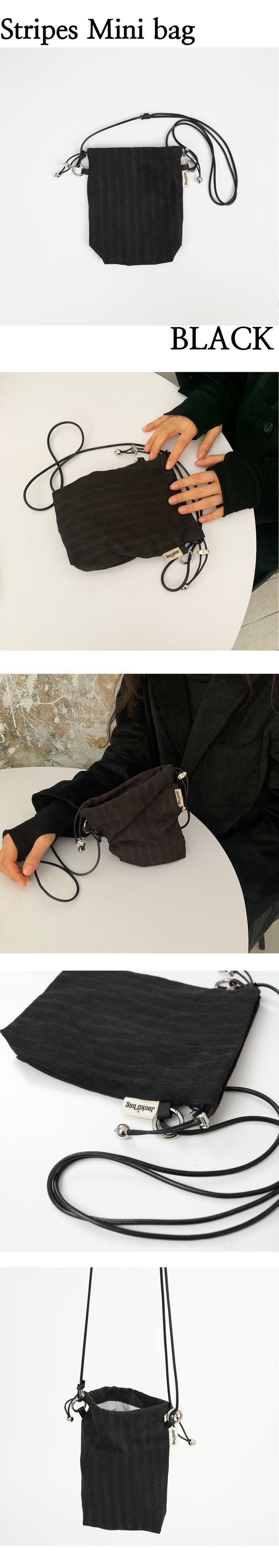 Stripes mini bag BLACK