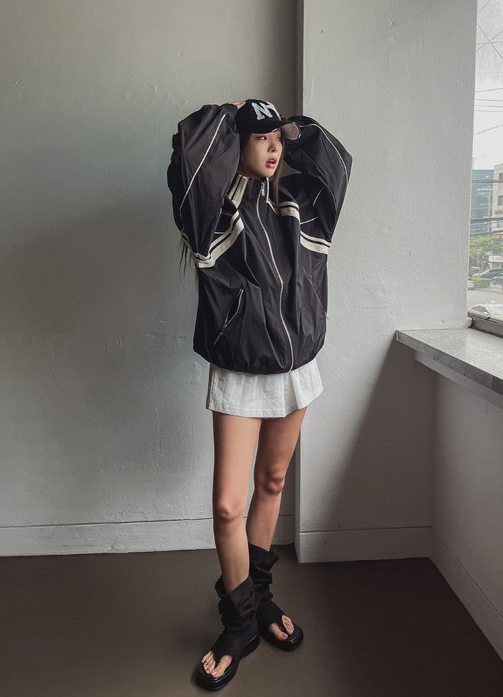Stung Leather Track Balloon Zip-Up