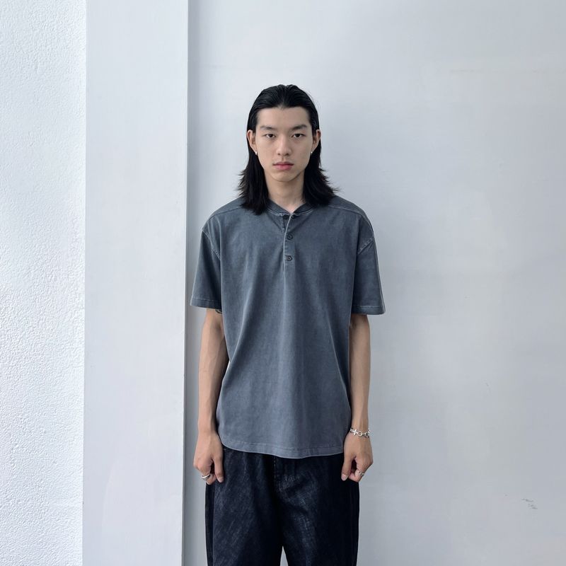 FADE MEET（フェードミート）の「Dark Haze Henley Shirt（Tops）」