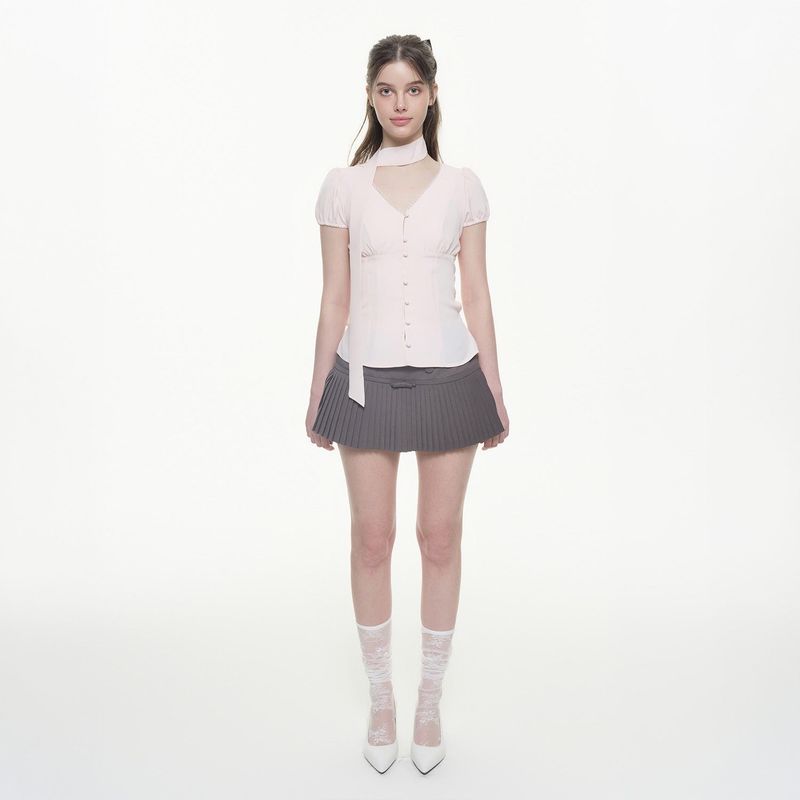 Chiffon Corset Blouse - PINK