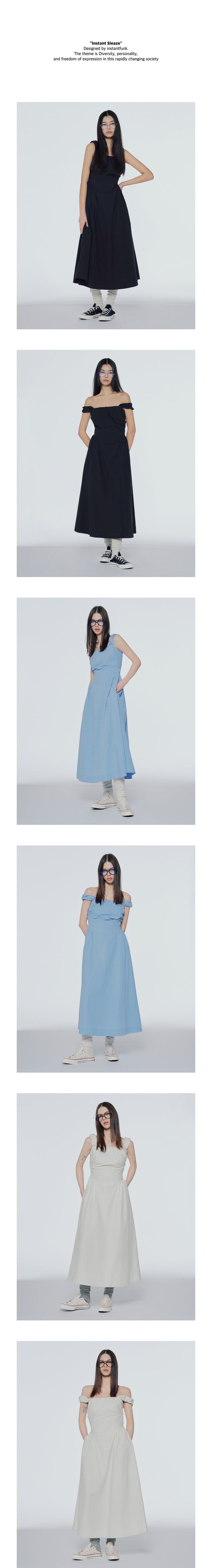 Off-the-shoulder shirred long dress