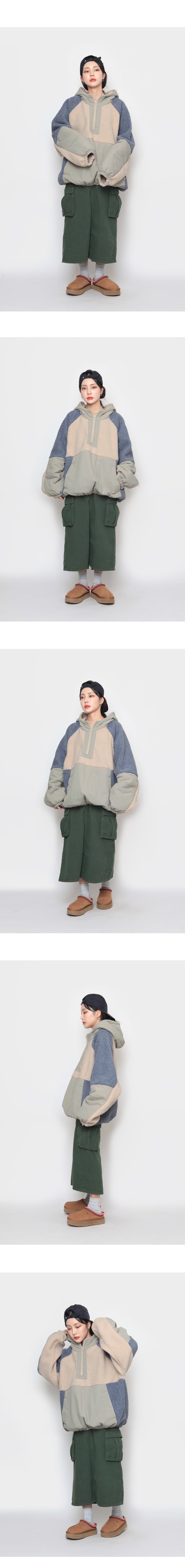 Dumbled colored hood anorak