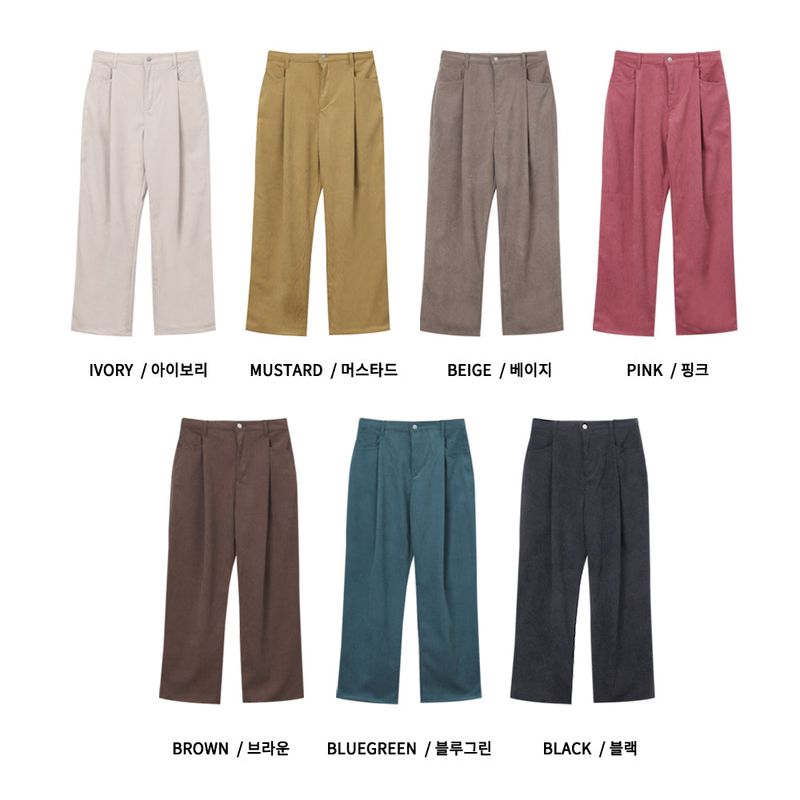 LMN Kubo One Tuck Corduroy Wide Pants (7 colors)