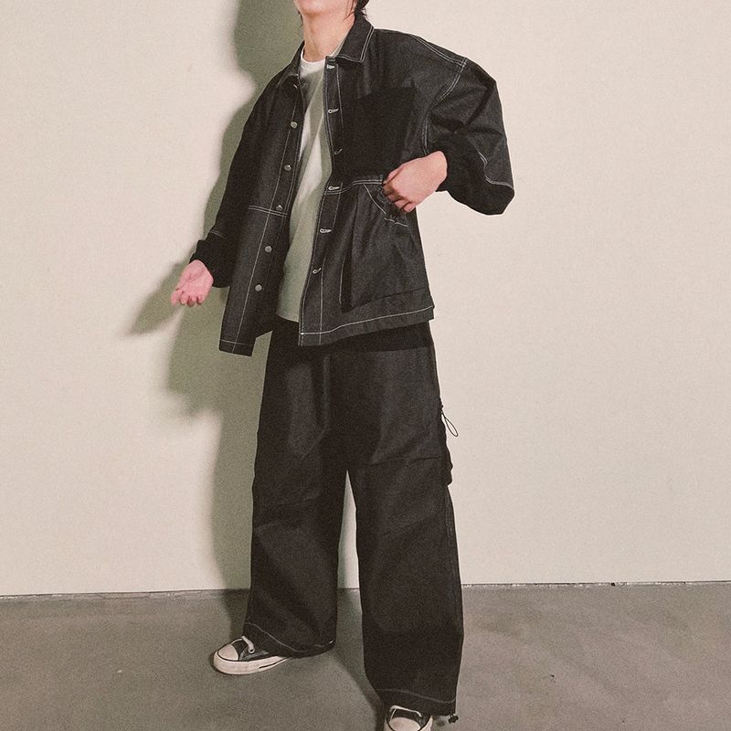 reverse Terry Pocket Denim Jacket_black