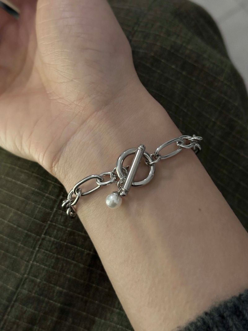 pearl drop bracelet(cross)