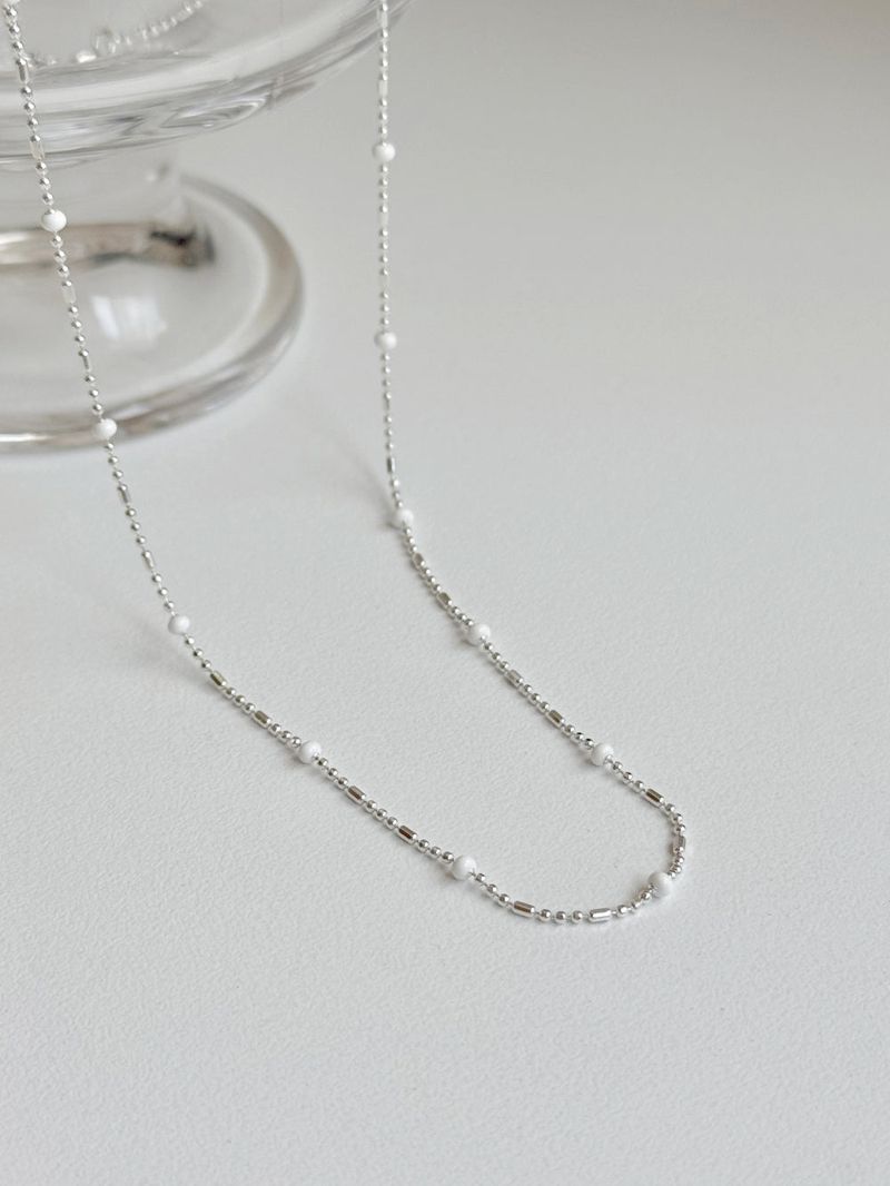 [silver 925] silver white bead necklace