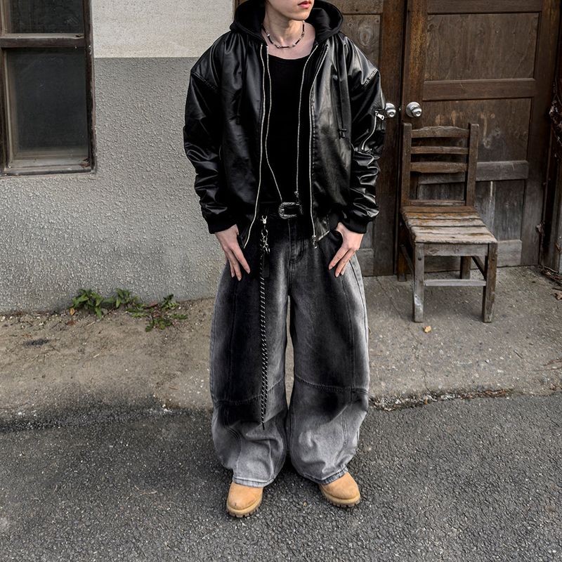 Neren Hood Bomber Leather Padding