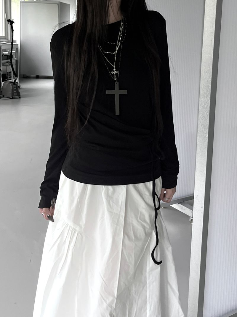 slim wrap shirring strap T (2color)