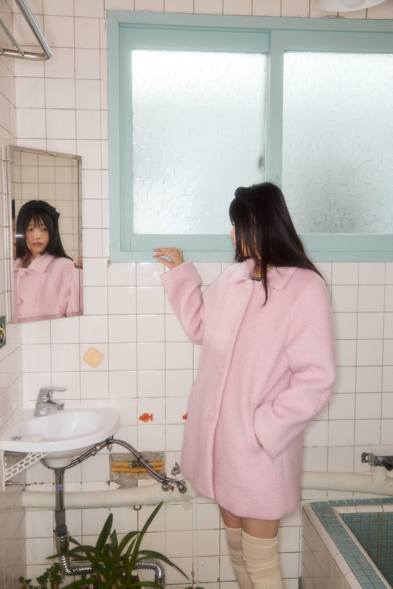 BUBBLE WOOL HALF COAT (PINK)