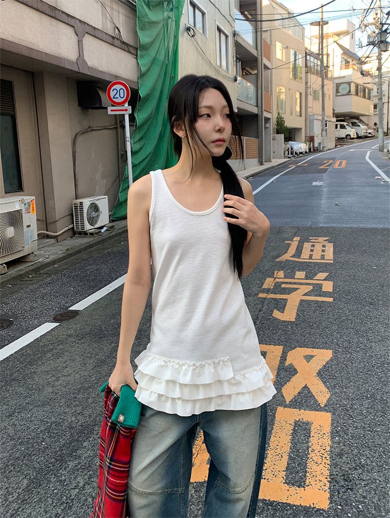 FRILL MINI SLEEVELESS DRESS (3C)