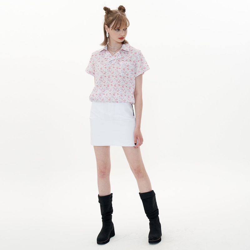 Crop Shirt [White Flower]