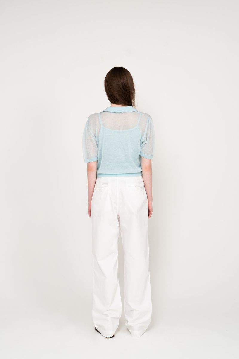 SEE-THROUGH COLLAR HALF KNIT (SKY BLUE)