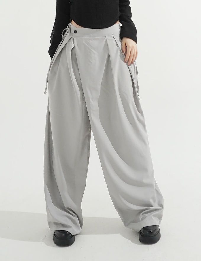 Two-button Wrap Pants