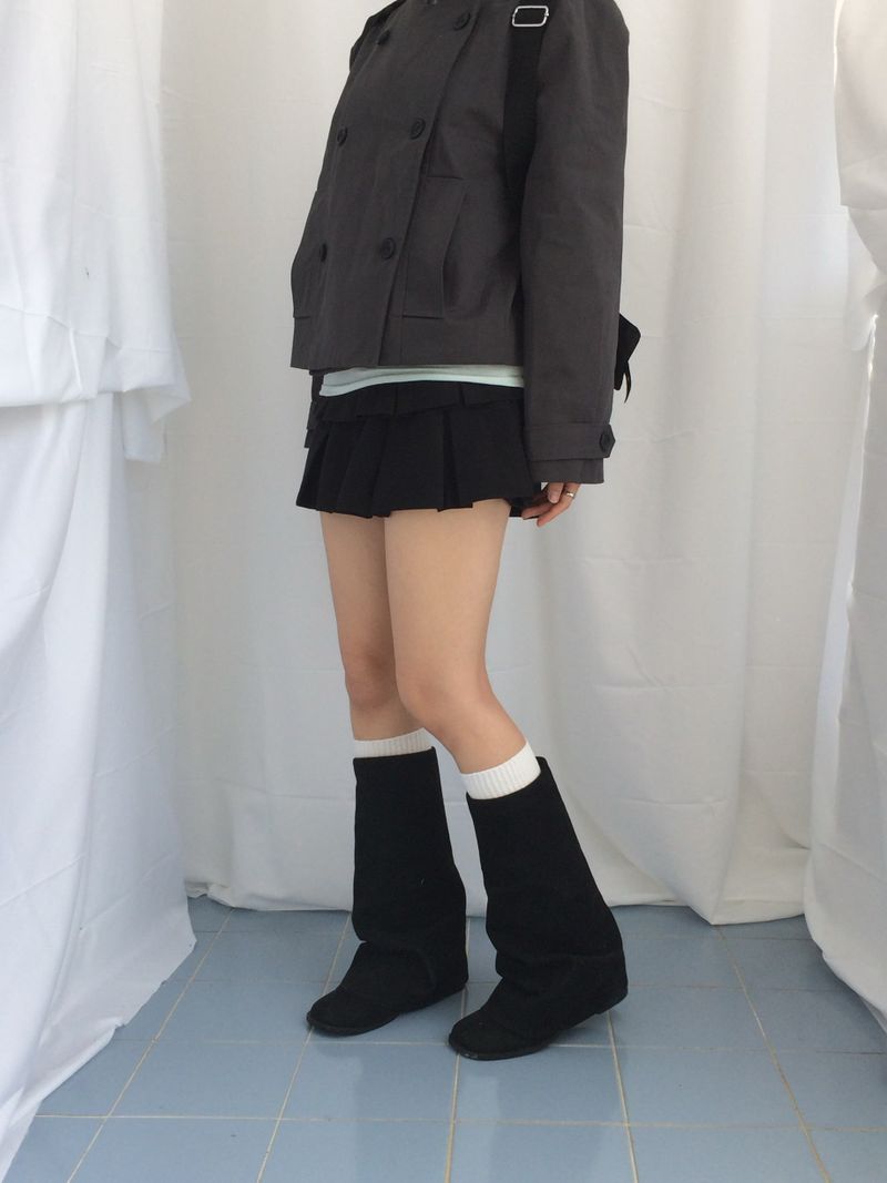 double frill pleated skirt