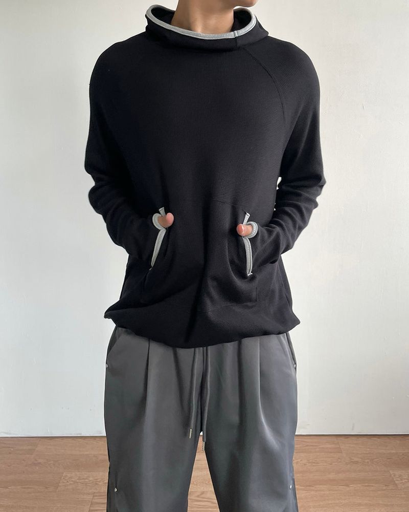 Gets High-neck Waffle Hoodie