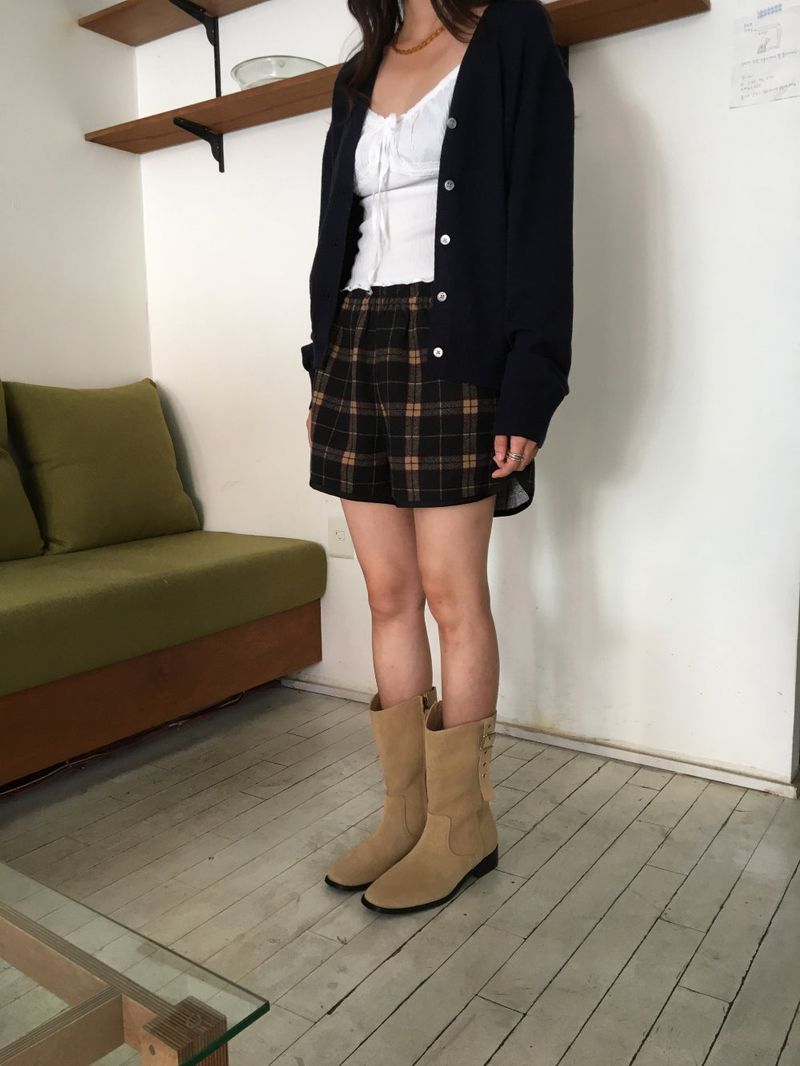 Square toe buckle boots (3color)