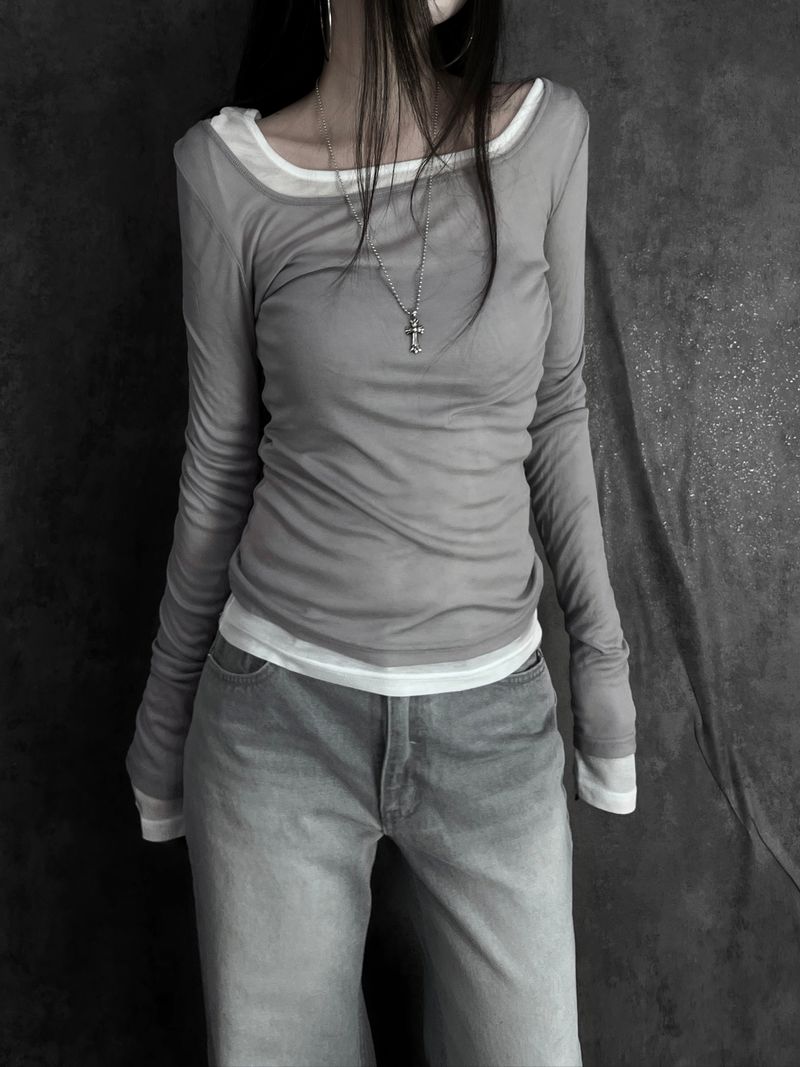 tencel square neck T (3color)