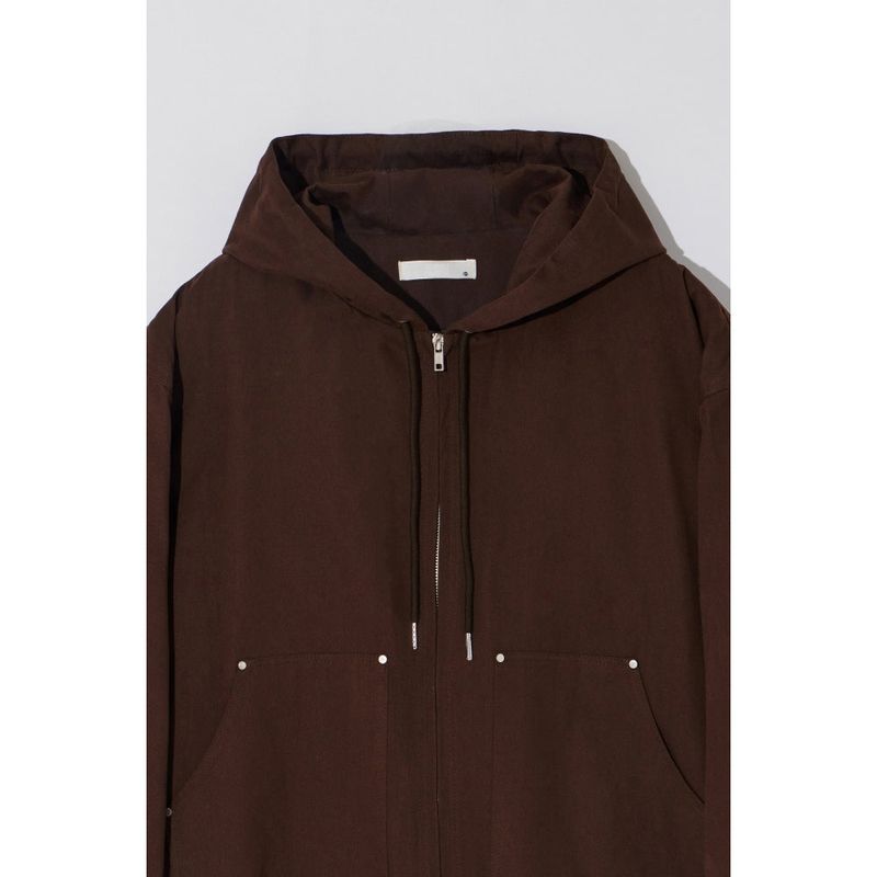 Dummy Rivet Crop Cotton Hooded Jacket 2C