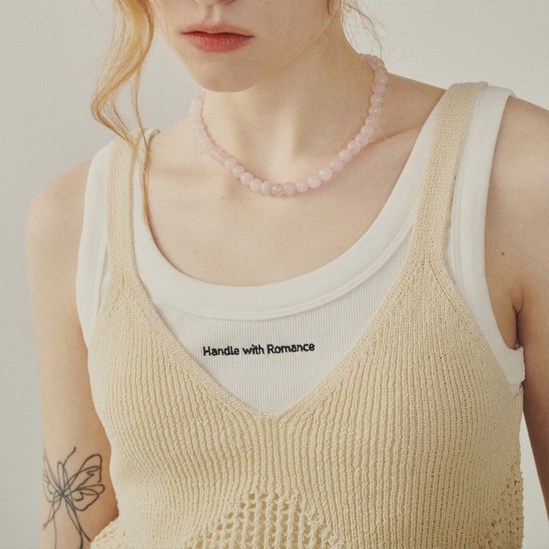 Ribbed Jersey Lettering Sleeveless T-shirt