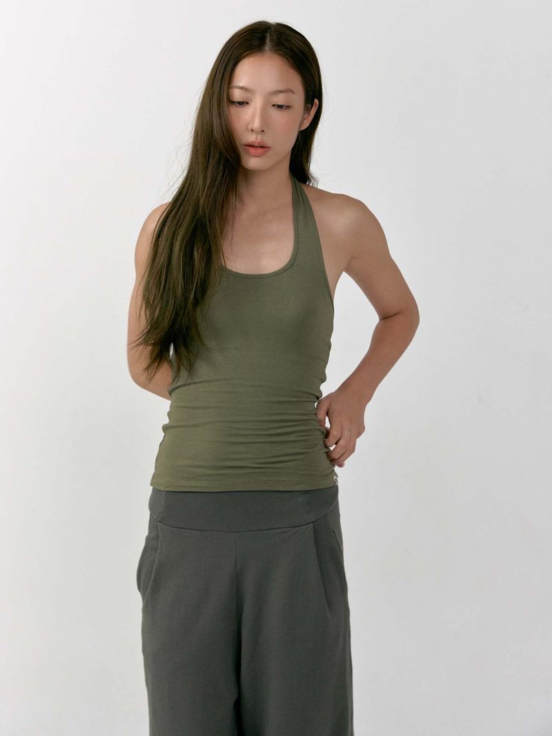 Urban Halterneck Tank Top (Olive)