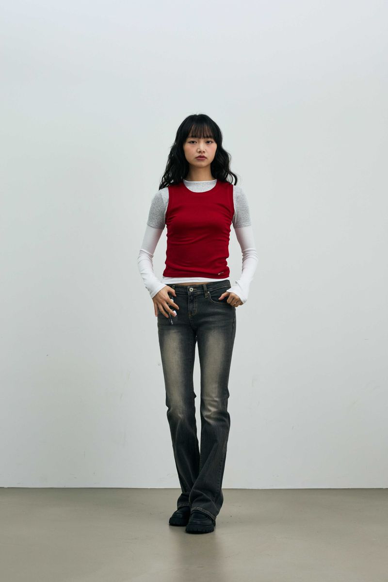  コメット レイヤードスリーブトップ / レッド