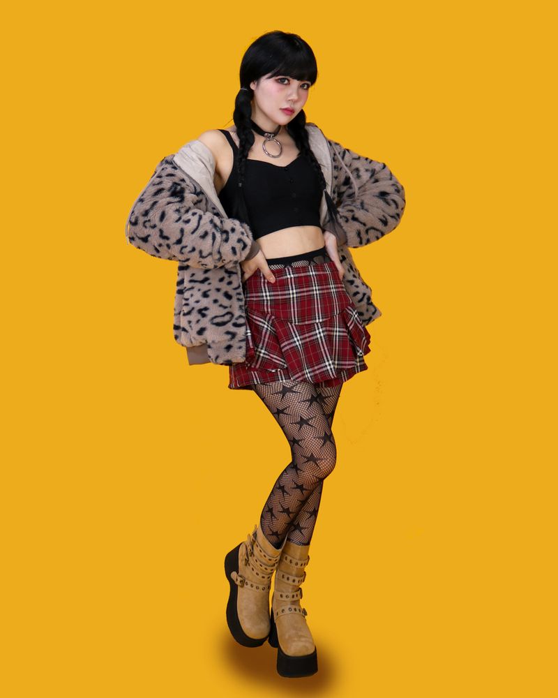 rounding check skirt (2color/속바지)