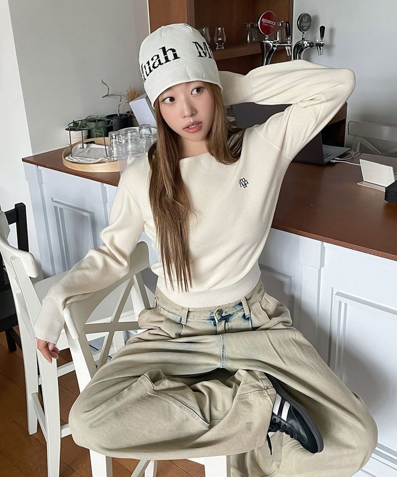 STITCH LOGO SOFT BOATNECK KNIT