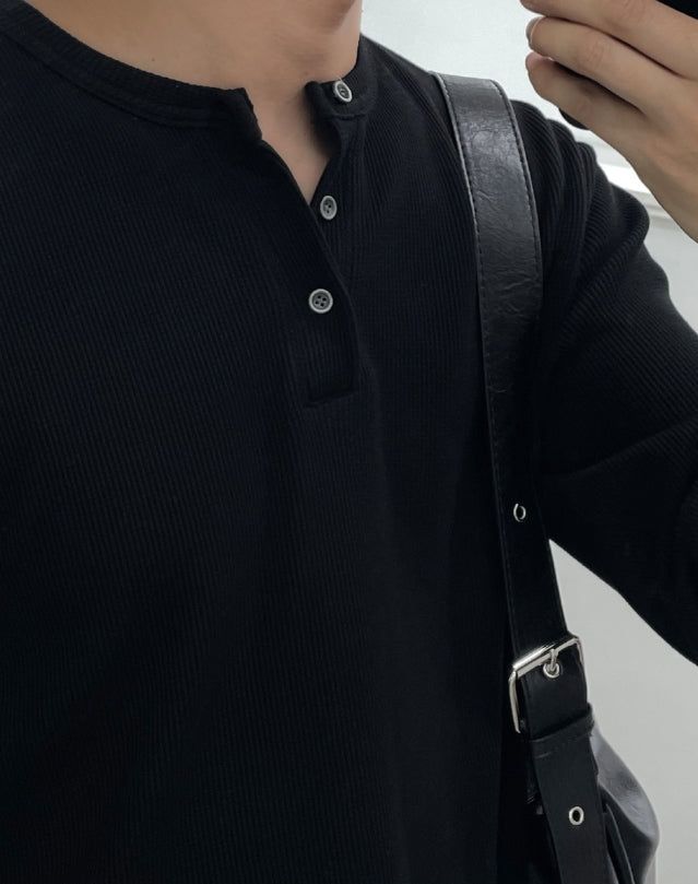 Kitsa Henley Neck Waffle T-Shirt
