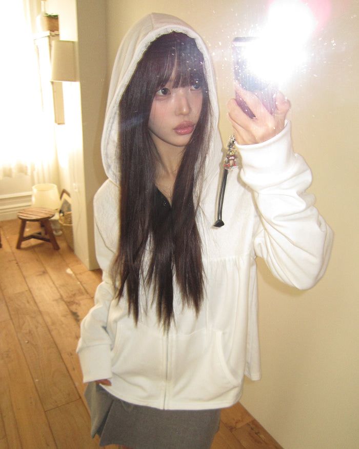 Nova Flower Lace Hooded Zip-Up
