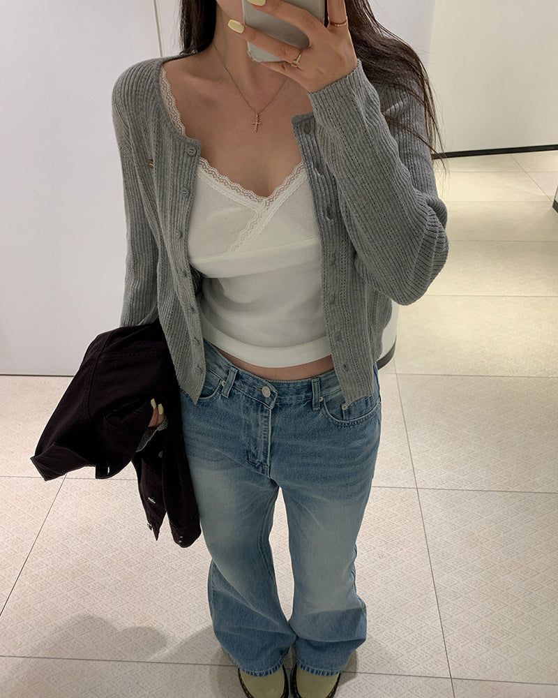 [ORIGINAL] REESE PUNCHING LONG SLEEVE CARDIGAN