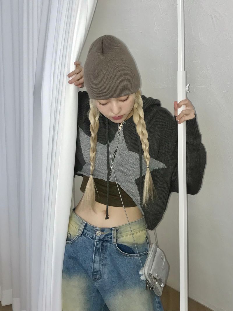 Marco crop knit zip up