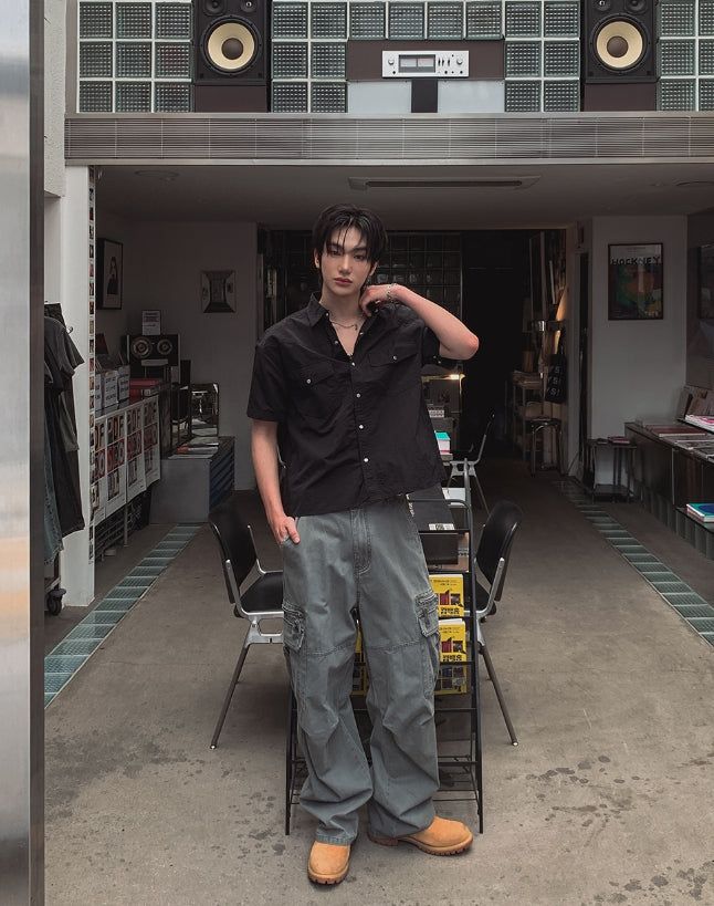 Radic Washed Zipper Cargo Wide Pants