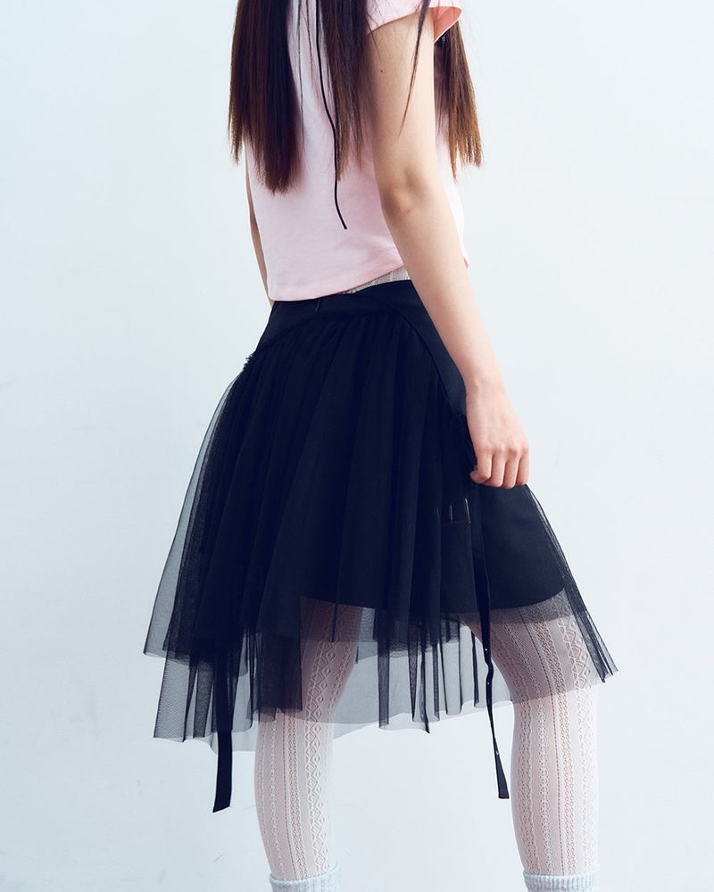 unbalance buckle backless dress_black